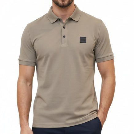 Men Solid Polo Premium Color T-Shirt with Minimal Patch Logo Detail