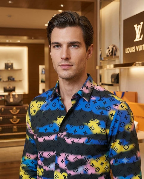 Men Premium Printed Casual Shirt – Colorful Full-Sleeve Button-Down