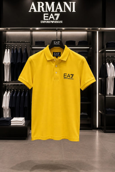 Premium Yellow Polo T-Shirt – Stylish Brand Logo Casual Wear