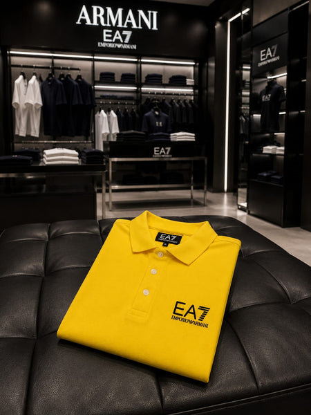Premium Yellow Polo T-Shirt – Stylish Brand Logo Casual Wear