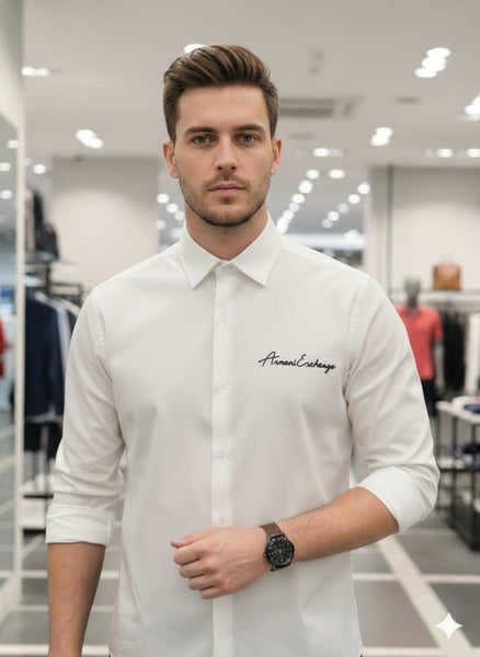 Men’s Premium Black Solid Shirt Minimal Logo Detail Smart Casual & Formal Wear