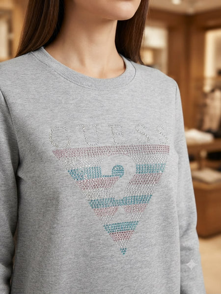 Women’s Grey Logo Sweatshirt – Stylish Full-Sleeve Casual Sweatshirt