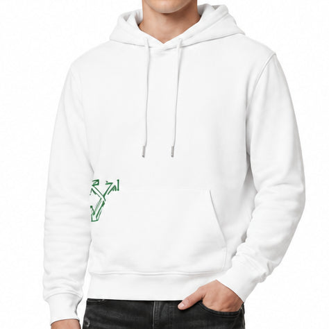 Premium White Oversized Hoodie with Front Pocket & Graphic Detail