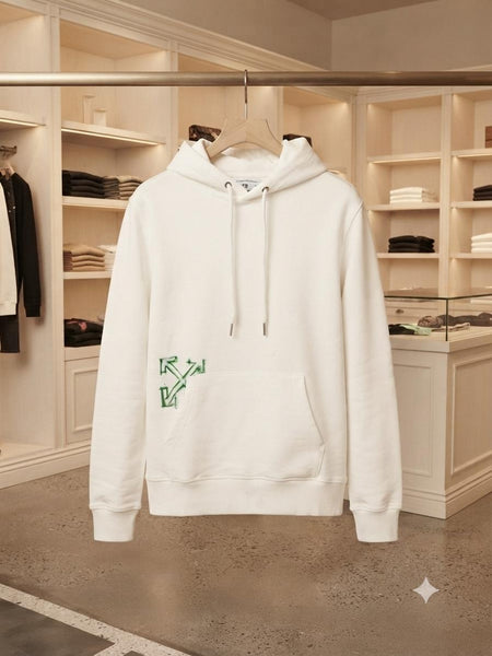 Premium White Oversized Hoodie with Front Pocket & Graphic Detail