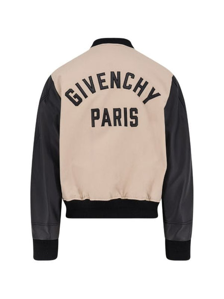 Premium Beige & Black Varsity Bomber Jacket – Stylish Full-Zip Jacket