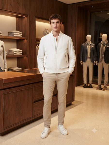 Premium White Full-Zip  Jacket – Stylish Casual Jacket