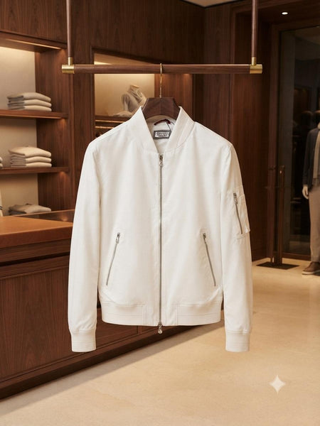 Premium White Full-Zip  Jacket – Stylish Casual Jacket