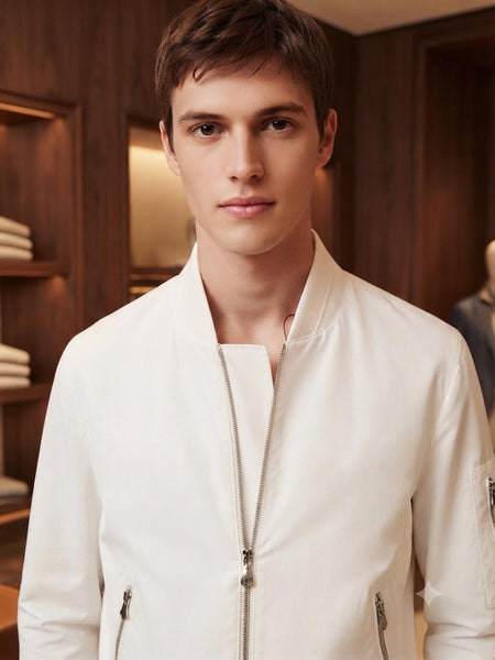 Premium White Full-Zip  Jacket – Stylish Casual Jacket