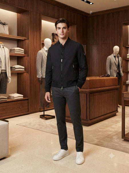 Luxury Imported  Black Full-Zip  Jacket – Stylish Casual Jacket