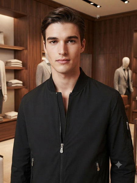 Luxury Imported  Black Full-Zip  Jacket – Stylish Casual Jacket
