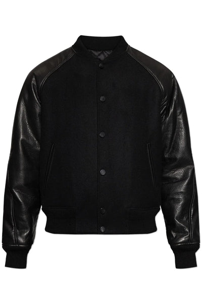 Premium Black Blouson Jacket – Leather Sleeve Casual Jacket