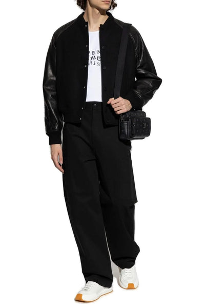 Premium Black Blouson Jacket – Leather Sleeve Casual Jacket