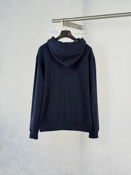 Women’s Premium Navy Blue Embroidered Zip-Up Hoodie