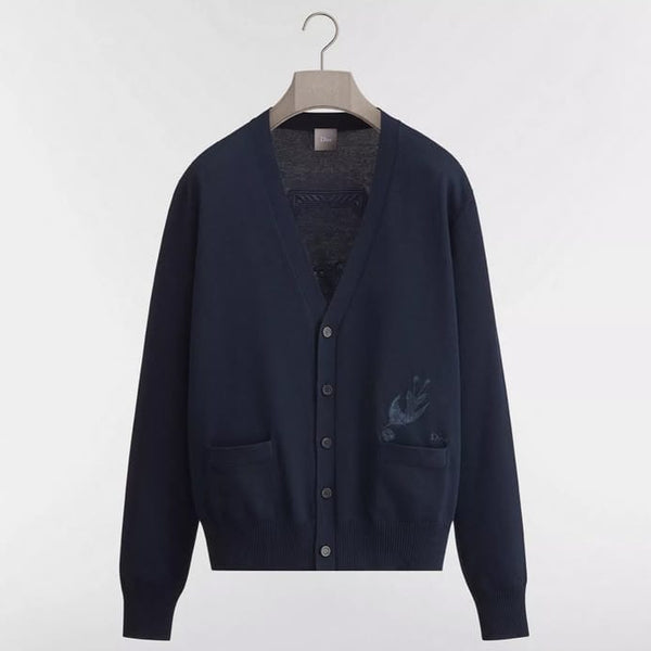 Men’s Premium Navy Blue Regular-Fit Cardigan with Open Front