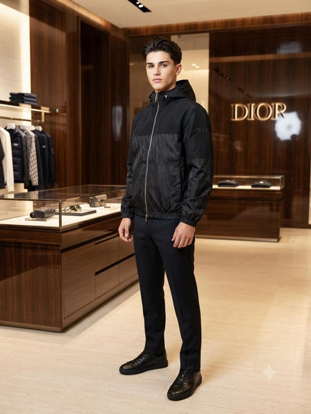 Premium Men’s Black Hooded Zip-Up Jacket – Stylish & Lightweight Outerwear