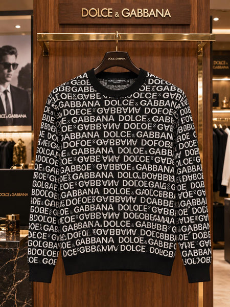 All-Over Text Print Knit Sweater – Bold & Trendy Look