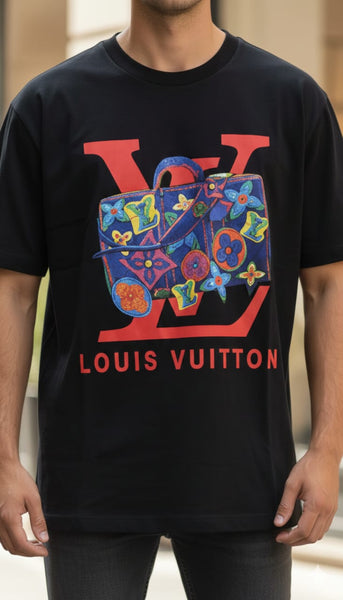 Premium Black Graphic Print Short-Sleeve T-Shirt