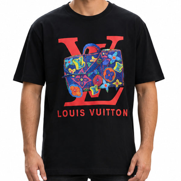 Premium Black Graphic Print Short-Sleeve T-Shirt
