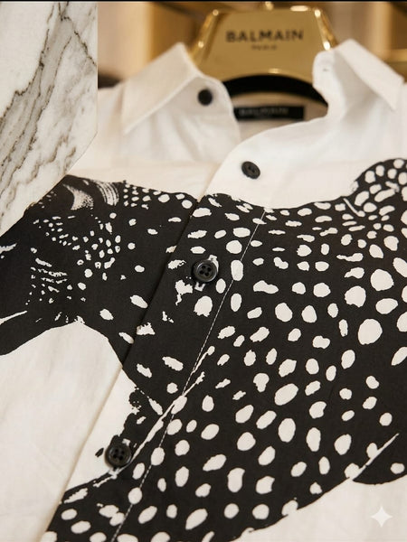 Men's Premium White Graphic Print Shirt | Full Sleeve Regular Fit Casual Party Wear Shirt
