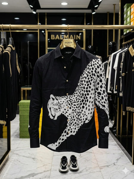 Men's Premium Black Graphic Print Shirt | Full Sleeve Regular Fit Casual & Party Wear Shirt