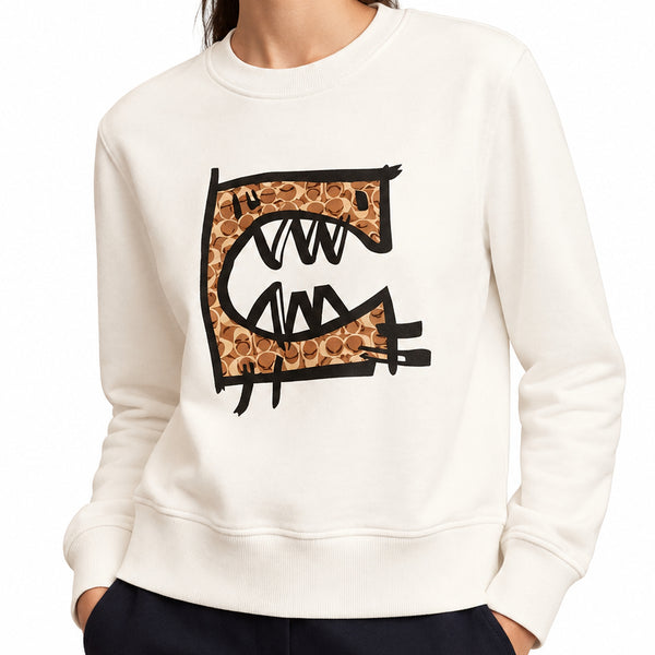 Premium Crewneck Sweatshirt with Abstract Graphic Monogram