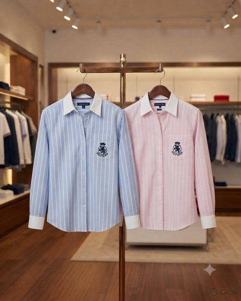 Women Premium Classic Striped Long-Sleeve Button-Down Shirt