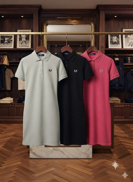 Premium Cotton Polo Women Dresses – Classic Collar, Short Sleeve & Embroidered Detail