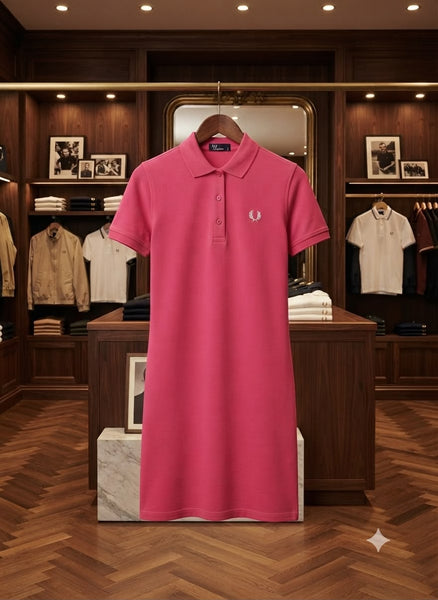 Premium Cotton Polo Women Dresses – Classic Collar, Short Sleeve & Embroidered Detail