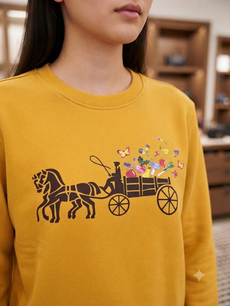 Women Premium Printed Crew Neck Sweatshirt – Full Sleeve Casual Sweatshirt