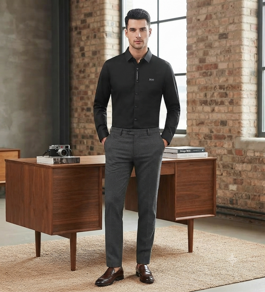 Men Premium Solid Full-Sleeve Shirt – Classic Collar Button-Down Formal Casual Wear