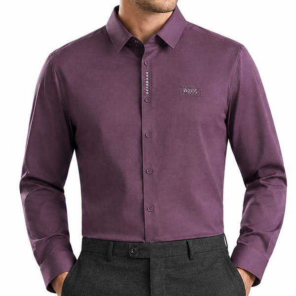 Men Premium Solid Full-Sleeve Shirt – Classic Collar Button-Down Formal Casual Wear