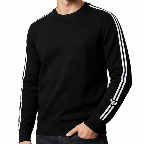 Premium Black Crew-Neck Knit Sweater