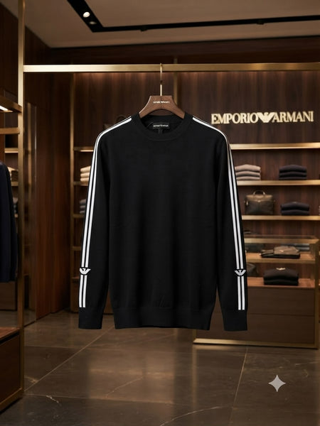 Premium Black Crew-Neck Knit Sweater