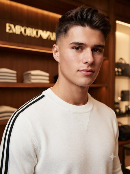 Premium White Crew-Neck Knit Sweater