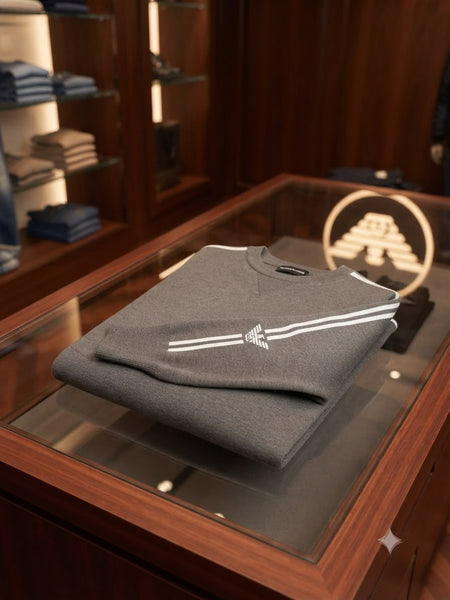 Premium Grey Crew-Neck Knit Sweater