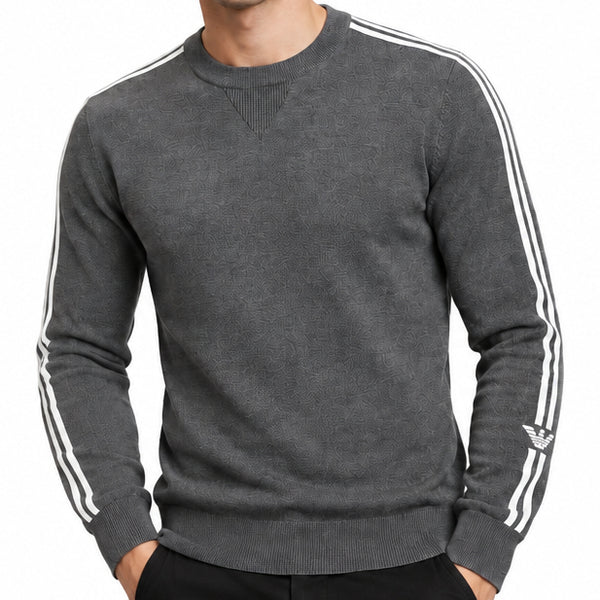 Premium Grey Crew-Neck Knit Sweater