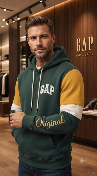 Exclusive Premium Forest Green Color-Block Hoodie with Contrast Sleeves