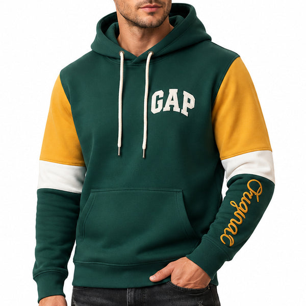 Exclusive Premium Forest Green Color-Block Hoodie with Contrast Sleeves