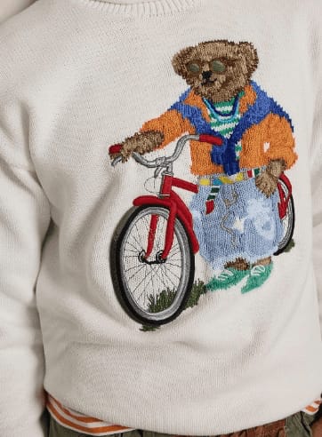 Premium Knit Sweater with Embroidered Bear on Bicycle