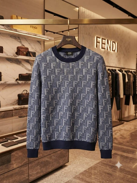 Premium Authentic Quality Pullover – Blue Monogram Knit