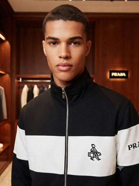 Premium Quality Tracksuit – Black and White Color-Block