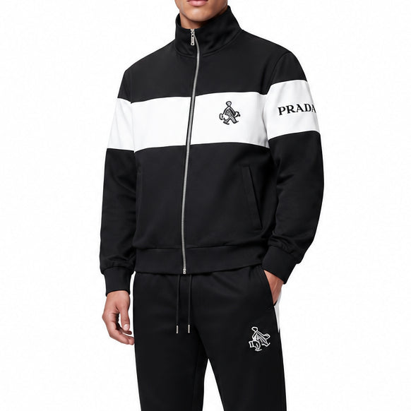 Premium Quality Tracksuit – Black and White Color-Block