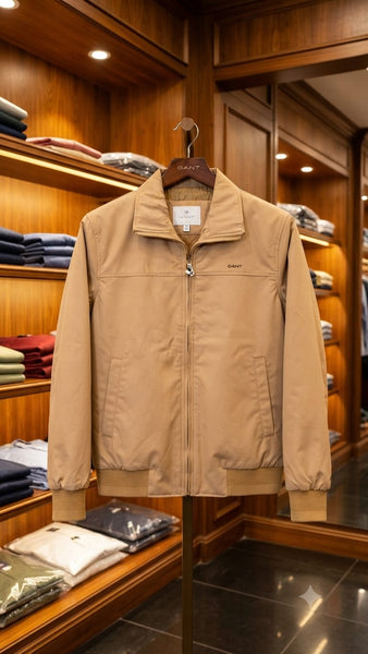Men High End Quality Jacket – Classic Beige Zip-Up