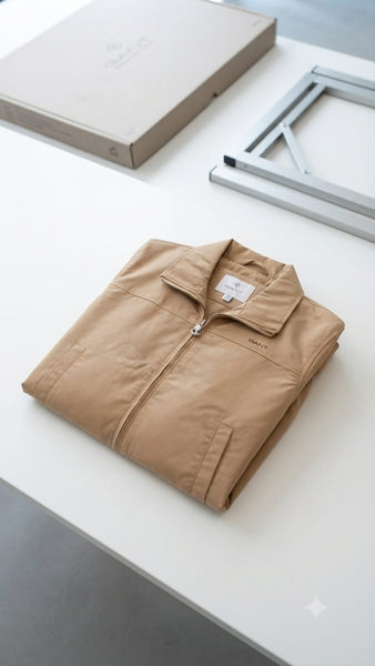 Men High End Quality Jacket – Classic Beige Zip-Up