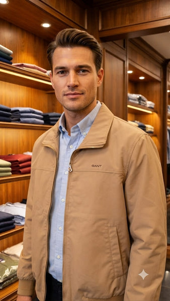 Men High End Quality Jacket – Classic Beige Zip-Up
