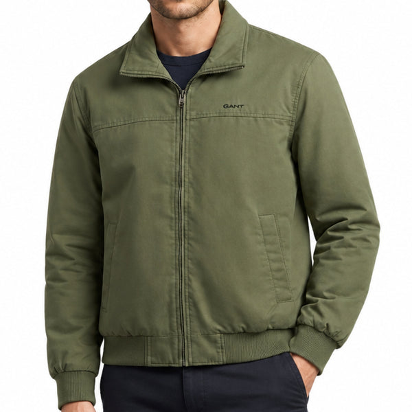 Men High End Quality Jacket – Olive Green Zip-Up