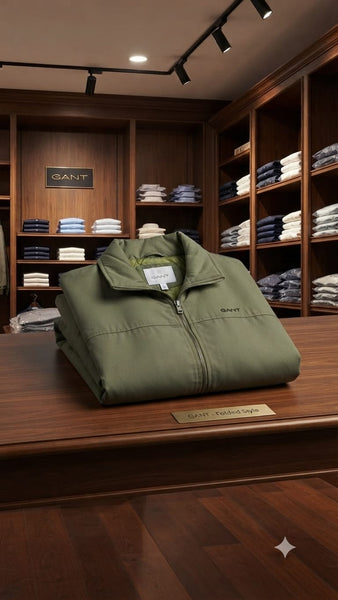 Men High End Quality Jacket – Olive Green Zip-Up