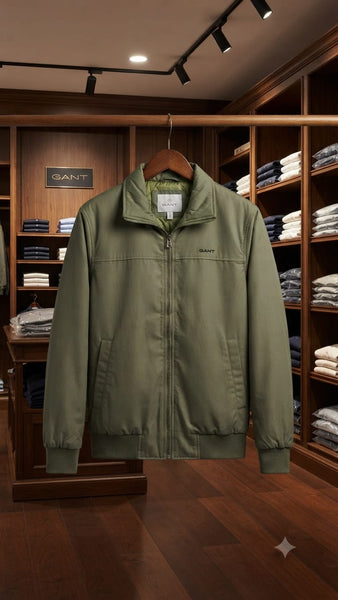 Men High End Quality Jacket – Olive Green Zip-Up