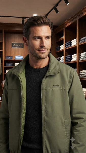Men High End Quality Jacket – Olive Green Zip-Up