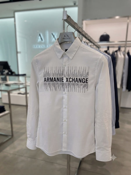 Premium Men White Button-Down Shirt with Bold Front Graphic